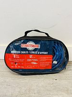Front view of the Motomaster booster cables set in carrying case, showing brand, product name, 6-gauge and 12ft size