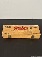 Closed wooden case with Freud branding showing model 88-100 and origin Italy.