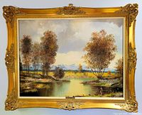 Full front view of framed painting