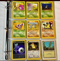First binder page with Koffing, Bellsprout, Oddish, Ekans, Onix, Mankey, Double Colorless Energy, Dark Raticate and a Magic forest land card