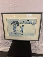 Frontal view of the professionally framed 'Coachs Corner' print by John Newby showing hockey coach scene