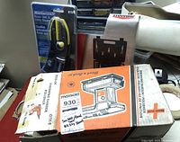 Black & Decker 930 finishing sander in original box, Mastercraft utility shears in packaging, Jobmate socket and tool set box partially visible