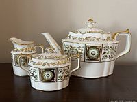 Overview of teapot, creamer, and sugar bowl