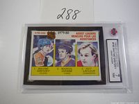 Front view of 1980 O-Pee-Chee hockey card with Wayne Gretzky and other assist leaders, graded NM 7 by PSA.