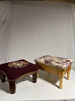 Both stools shown side by side on a plain background, displaying their tops and legs.