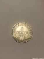 Reverse side showing NEWFOUNDLAND 5 CENTS 1917
