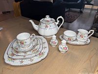 Full set arranged on table, showing all pieces.