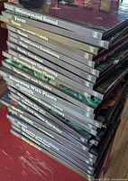 Stack of The Time-Life Encyclopedia of Gardening hardcover books showing spines with gardening topics.