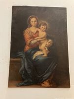 Full view of Madonna and Child art print mounted on board with varnished finish
