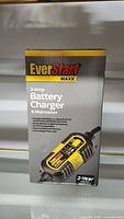 Front of the EverStart Maxx 3-Amp Battery Charger box showing model and features
