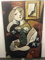 Front view of the abstract oil painting on canvas showing the full framed artwork.