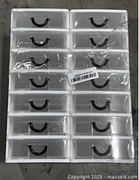 Front view of two Rempry mini plastic drawer organizers, each with 7 clear drawers and white plastic frames, wrapped partially in plastic.