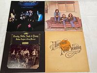 Image of 4 album covers: 4 Way Street, Deja Vu, Dallas Taylor & Gerry Kerney, and Neil Young Harvest.