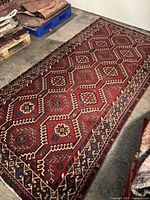 Full view of rug laid flat showing overall pattern and shape
