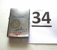 Front view of vintage Zippo lighter with USS Semmes DDG 18 insignia and ship image