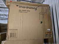 Original cardboard box packaging for a single Modway Viscount Accent Performance Velvet Chair, model EEI-5009-WHI. Box shows product illustration and branding.