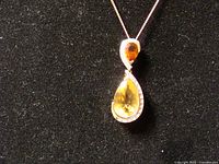 Full view of necklace and pendant on black background