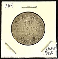 Obverse side showing 'NEWFOUNDLAND 50 CENTS 1904'