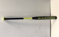 Full side view of the Easton Reflex 7050 baseball bat showing the black body with neon yellow end cap and handle tape.