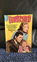 Front cover of vintage Dell comic book 'Bewitched' showing illustrated characters and story details