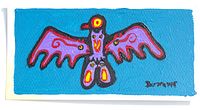 Front view of the original Karl Burrows acrylic painting on paper depicting a Thunderbird with vivid colors and bold outlines.