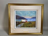 Frontal photo of the gilded framed signed oil painting by J.P. Cote showing the full artwork and frame.