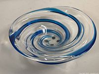 Angled top view showing the blue swirl pattern and overall shape