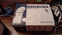 Photo of the Birkenstock box showing brand and model information
