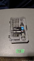 Closed plastic case with Maximum branding containing ratcheting bit and driver set.