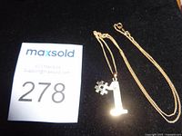 Full view of chain with charms showing overall design and lot card