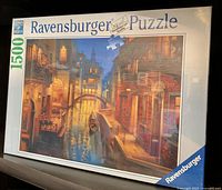 Photo of sealed Ravensburger puzzle box with 1500 pieces showing Venetian canal artwork