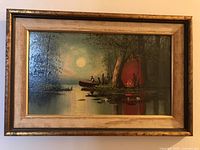 Full view of framed painting showing entire artwork and frame.