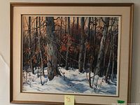 Full frontal view of framed painting showing overall composition and frame condition