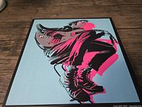 Front cover artwork showing a band member playing an electric guitar with pink and black color tones on a blue background.