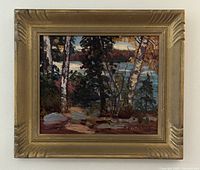 Full view of framed painting hanging on wall