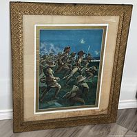 Full view of framed war print showing the entire artwork and frame.
