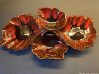 Top view showing four compartments and overall shape