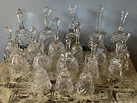 Front view of all 19 crystal bells on tabletop