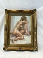 Front view of the painting and frame against white backdrop