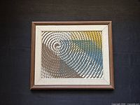 Framed Alan Pilkey signed silk screen artwork showing full front view with double frame on dark wood background.