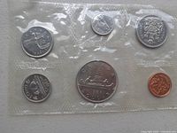 Set of six Canadian coins from 1968 sealed in original plastic packaging