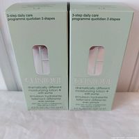 Two new in box Clinique Dramatically Different Moisturizing Lotion+ with pump, 125ml each, boxes front view
