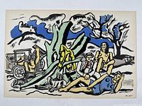 Colour lithograph La Partie de Campagne main view