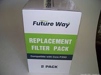 Box front showing Future Way brand, replacement filter pack compatible with Core P350, 2 pack.