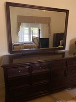 Front view of dresser with attached mirror