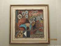 Full view of the framed Indigenous American sand painting