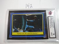 Front view of the card inside grading slab showing card image, KSA logo, and '9 MINT' grade with number 180 and title 'Give In To Your Hate'