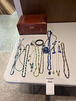 Main view of jewelry assortment and box