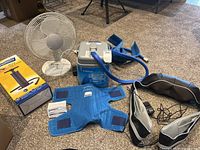 Overview of all four items: pump, fan, therapy unit, massager