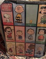 Full view of 24x36 inch Peanuts poster showing grid of characters including Snoopy, Charlie Brown, Woodstock, Lucy, and more